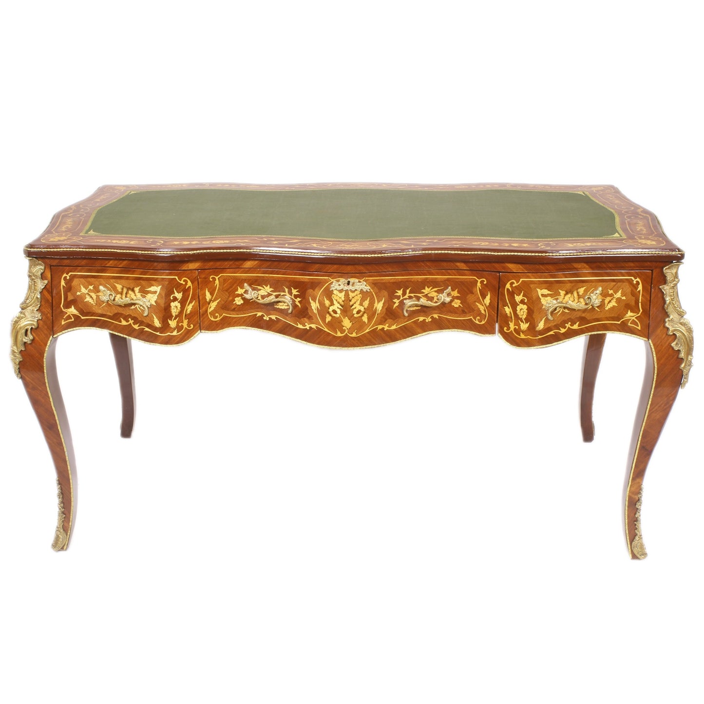 "Antiek-geïnspireerd Barok Bureau - Verfraaid met Prachtig Houtsnijwerk en Stijlvolle Bronzen Ornamenten, Brengt Een Tijdloze Elegantie in Jouw Werkruimte."