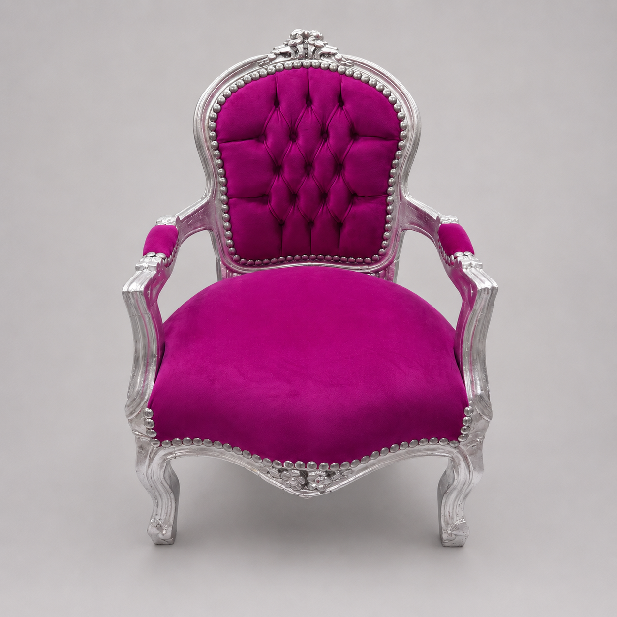 Kinderstoel Zilver fuchsia 1