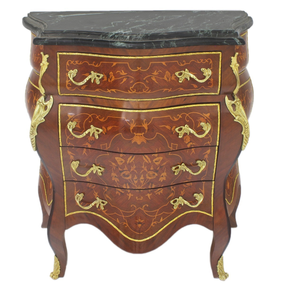 "Barokke commode met gebogen front - Geïnspireerd door de grandeur van de barokke periode, straalt deze commode een tijdloze elegantie en klasse uit."
