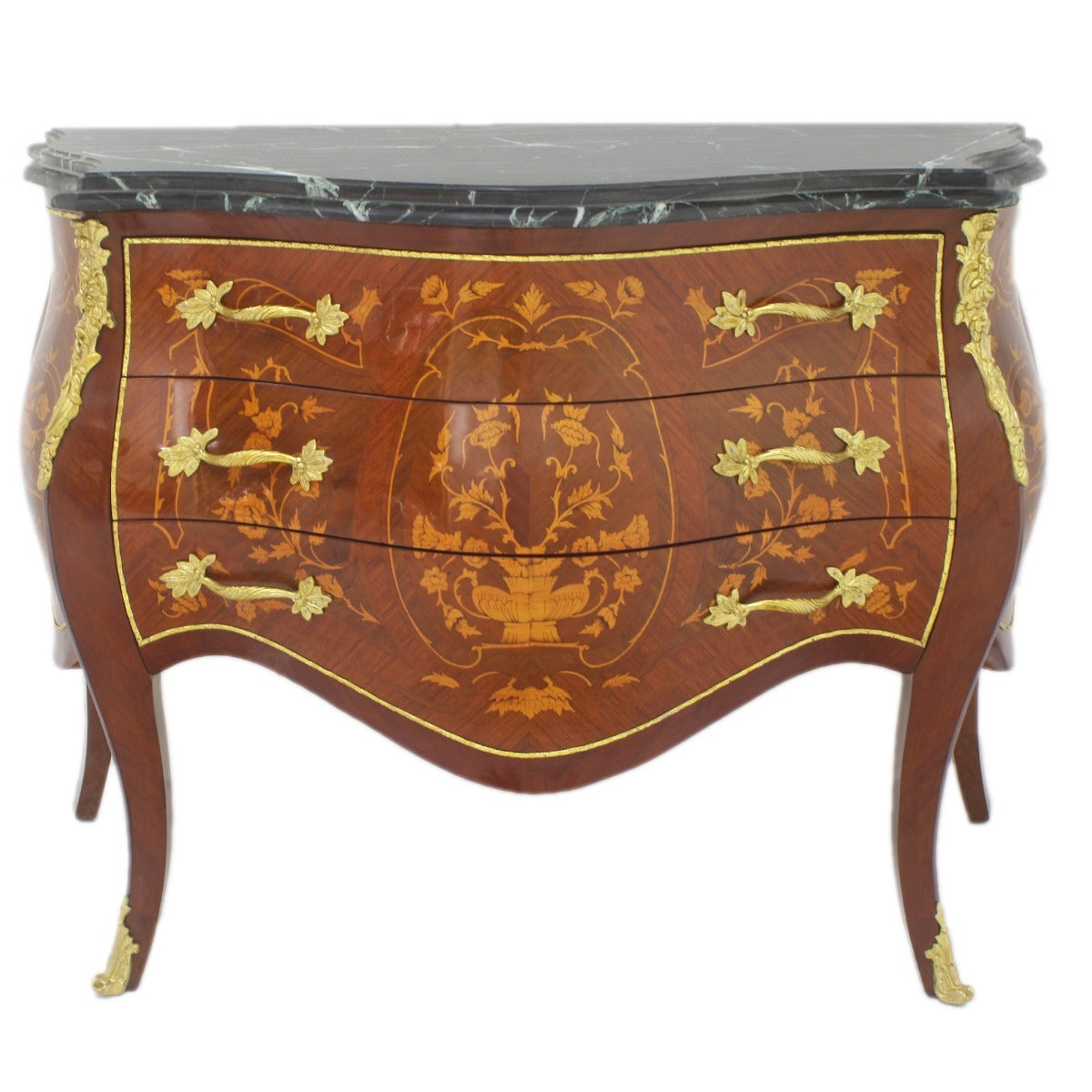 "Barokke commode met marmeren blad - Een luxe meubelstuk met een marmeren blad en gedetailleerd houtsnijwerk, perfect voor een stijlvolle en verfijnde inrichting."