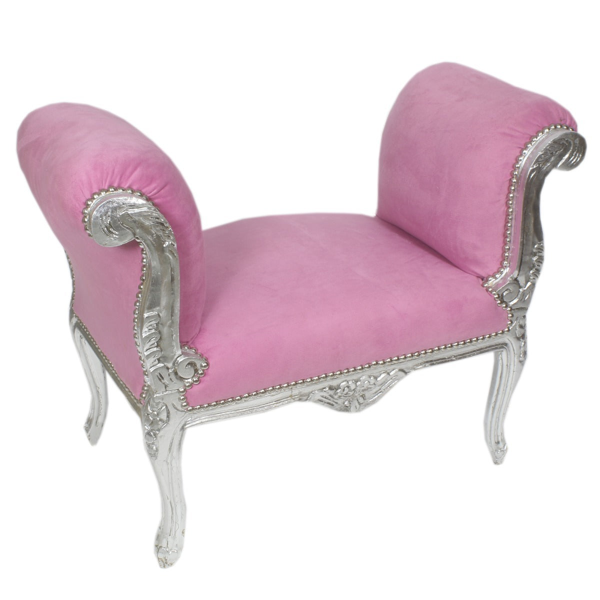 Hocker Cleopatra Zilver Roze - MegaBarok