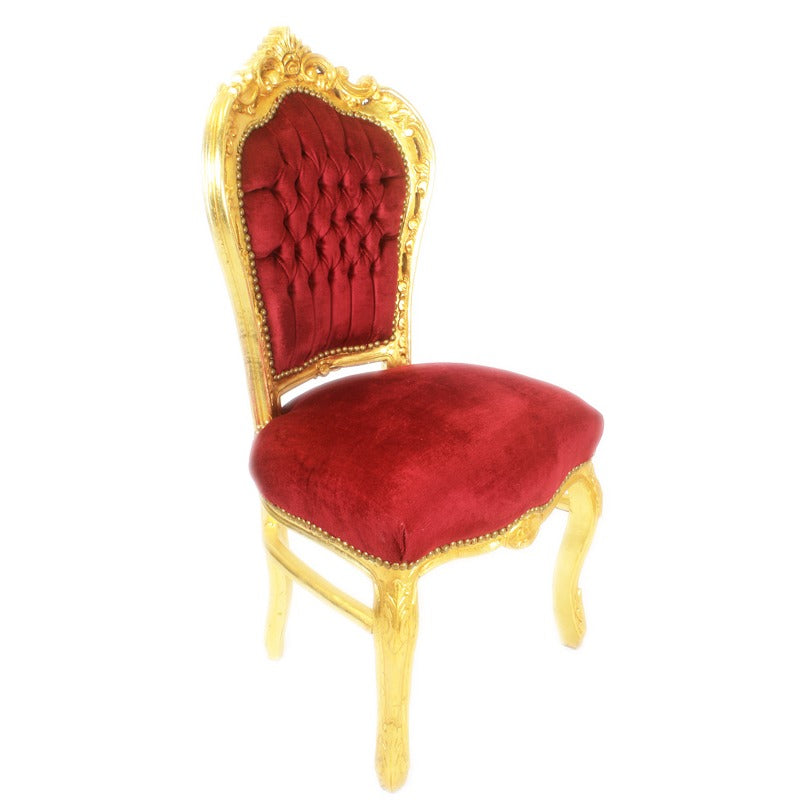 "Handgemaakte Barok Stoel - Sierlijke Vintage Houten Zitting met Intricate Snijwerk en Luxueuze Bekleding, Ideaal voor Elegante Woondecoratie en Liefhebbers van Klassiek Meubilair."