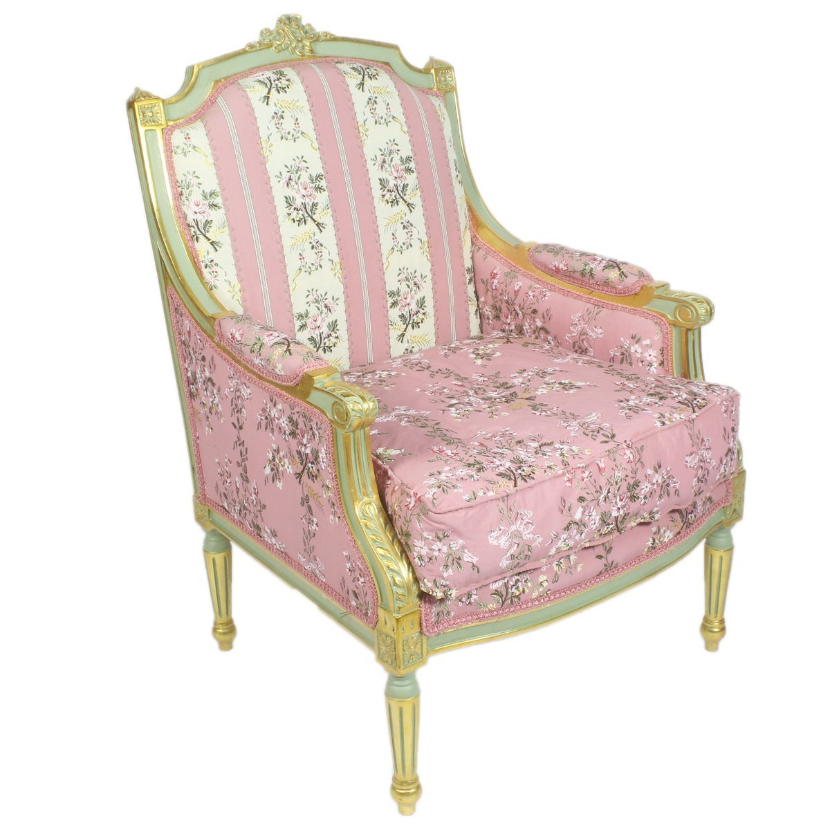 "Barokke Fauteuil - Een prachtig meesterwerk van handgemaakt houtsnijwerk en luxueuze stoffering, straalt elegantie en verfijning uit in elke ruimte."