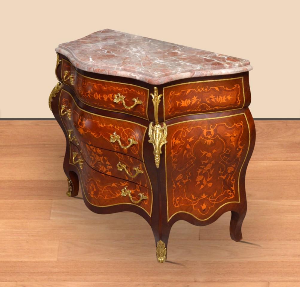 "Barokke commode met gebogen front - Geïnspireerd door de grandeur van de barokke periode, straalt deze commode een tijdloze elegantie en klasse uit."