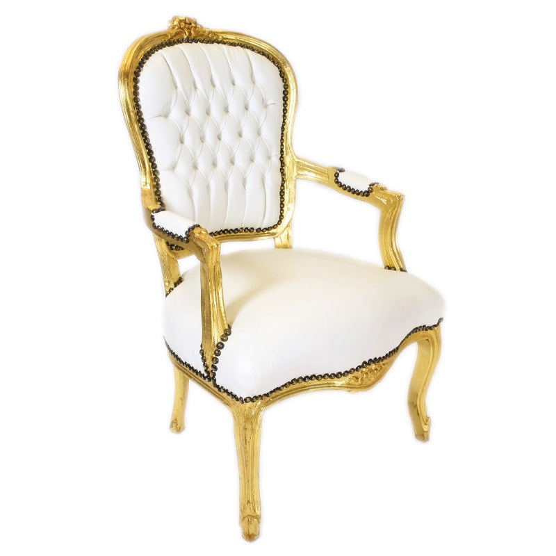 Damesstoel Goud Wit - MegaBarok