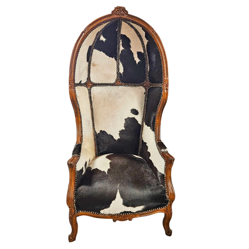 Koepeltroon Fauteuil Bruin Koeienhuid