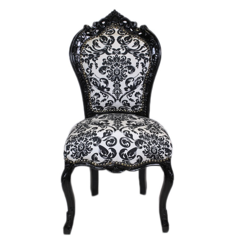 "Handgemaakte Barok Stoel - Sierlijke Vintage Houten Zitting met Intricate Snijwerk en Luxueuze Bekleding, Ideaal voor Elegante Woondecoratie en Liefhebbers van Klassiek Meubilair."