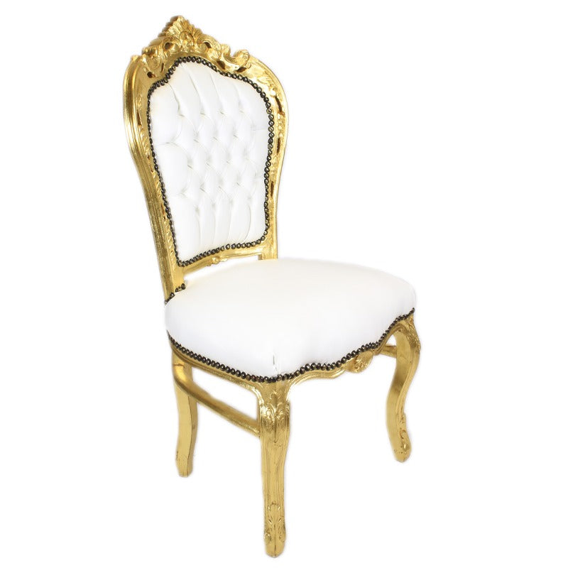 "Handgemaakte Barok Stoel - Sierlijke Vintage Houten Zitting met Intricate Snijwerk en Luxueuze Bekleding, Ideaal voor Elegante Woondecoratie en Liefhebbers van Klassiek Meubilair."