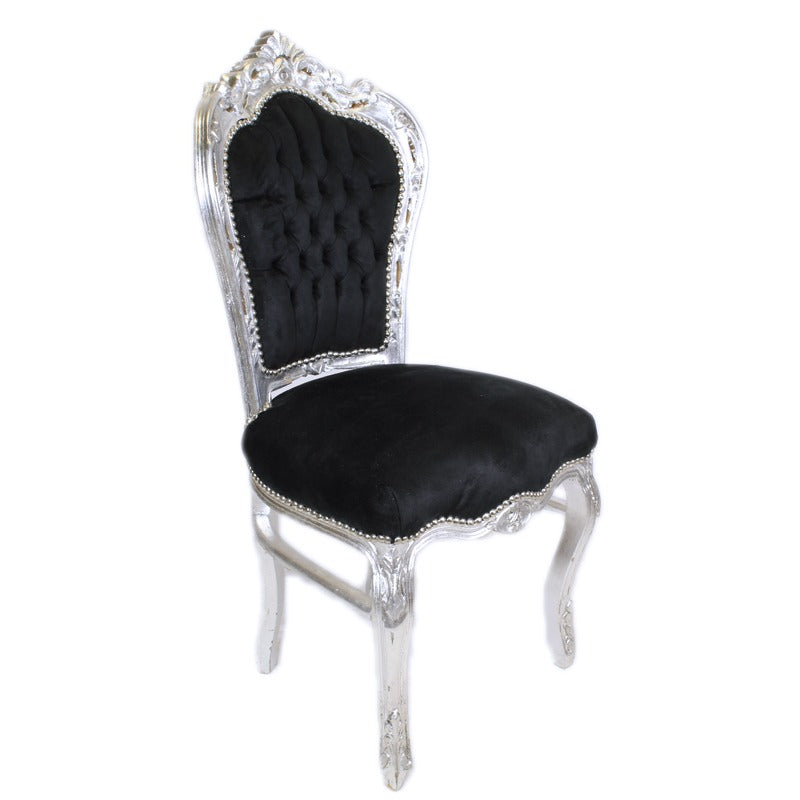"Handgemaakte Barok Stoel - Sierlijke Vintage Houten Zitting met Intricate Snijwerk en Luxueuze Bekleding, Ideaal voor Elegante Woondecoratie en Liefhebbers van Klassiek Meubilair."