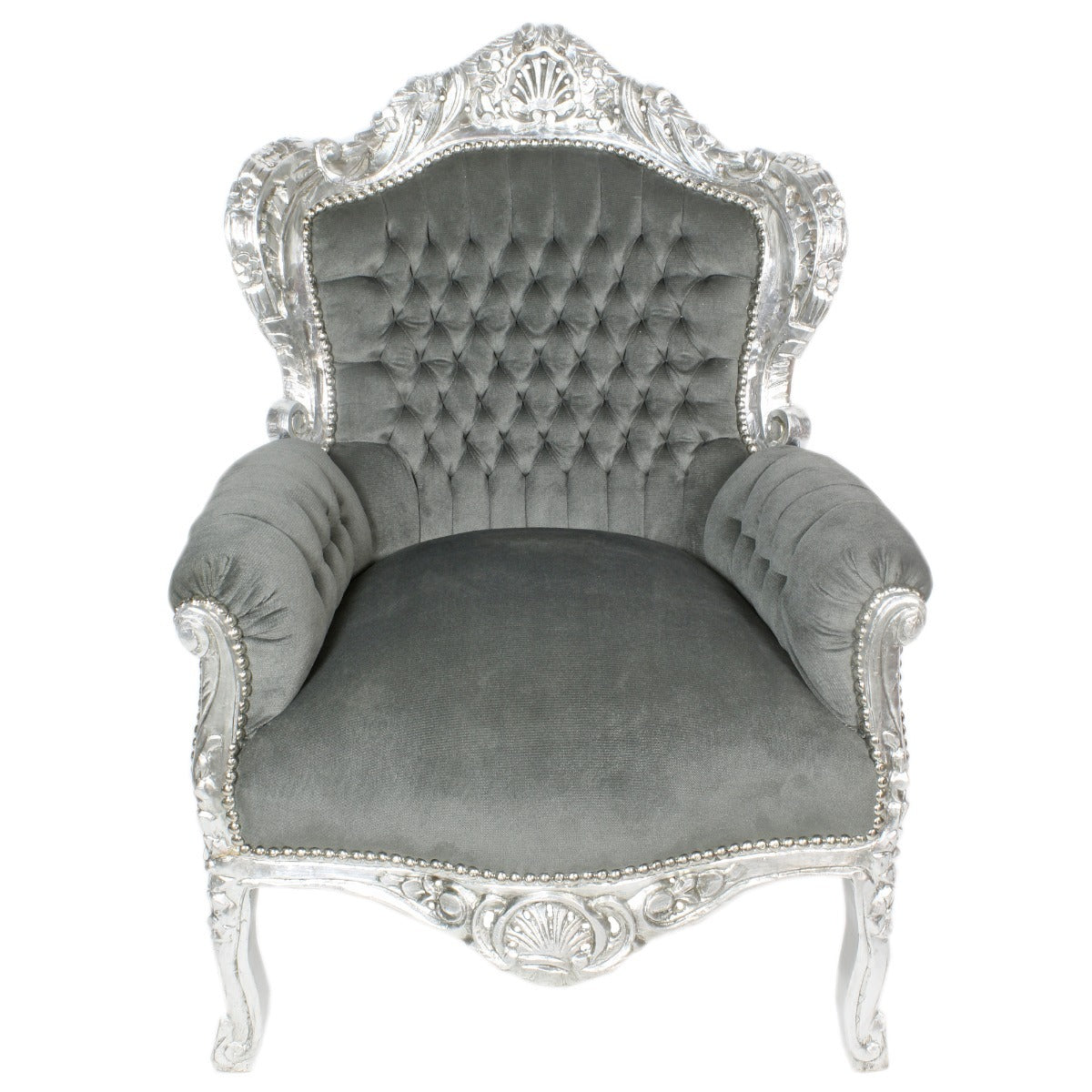 "Barokke Zetel met Gouden Accenten - Bewonder de prachtige vergulde details die deze fauteuil verheffen tot een waar kunstwerk en een statement maken in jouw interieur."