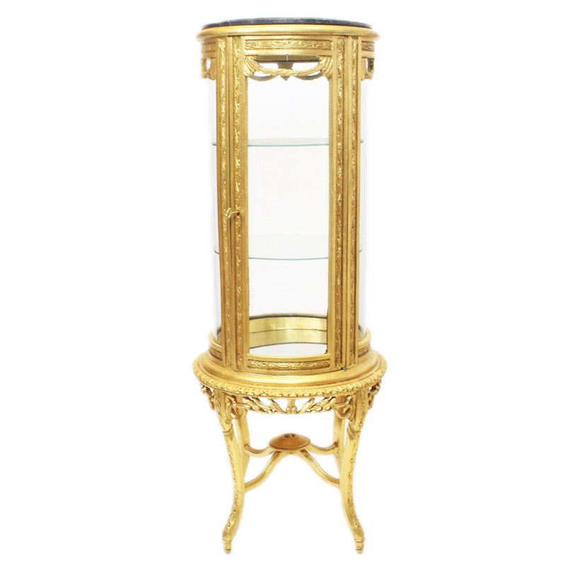 Ronde Glas Vitrine Goud - MegaBarok