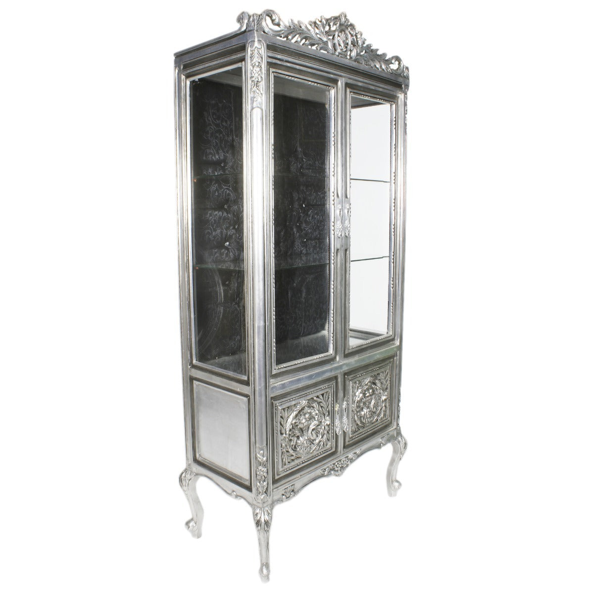 Vitrine Kast 2 Deurs Zilver - MegaBarok