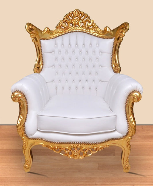Royal Barok Fauteuil Roma Goud Wit