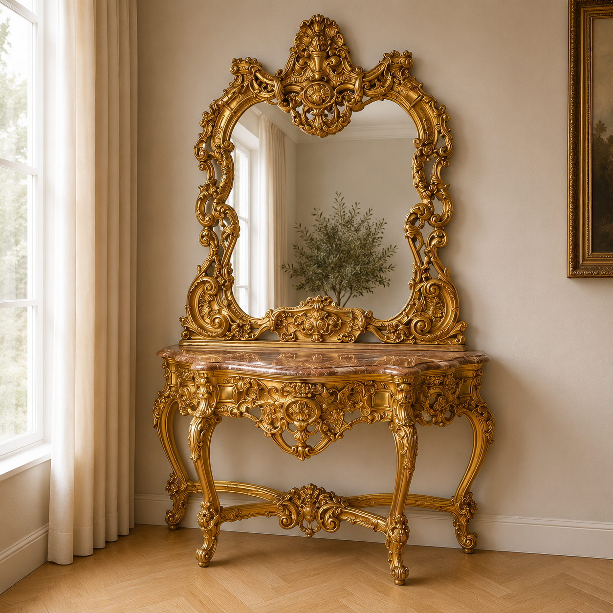 Barok Spiegel Console XL Goud