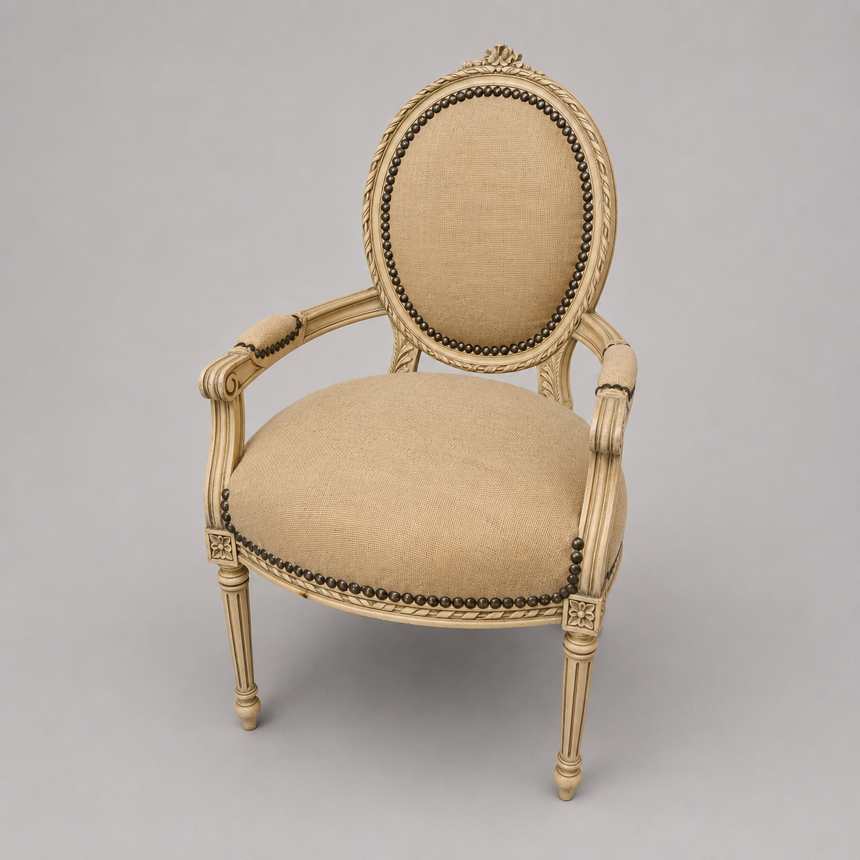 Barok Medaillon Fauteuil – Naturel Jute Look
