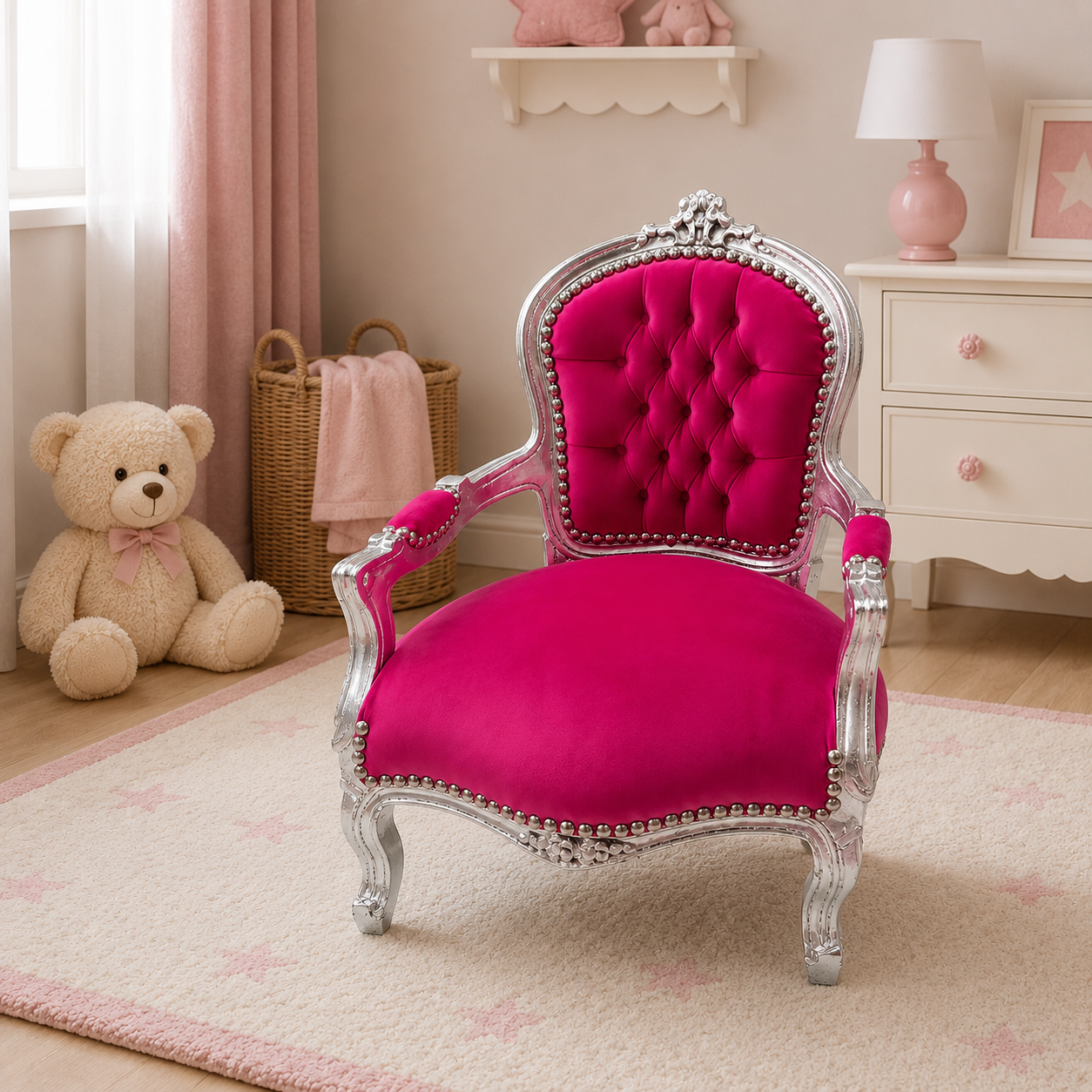 Kinderstoel Zilver Roze 2