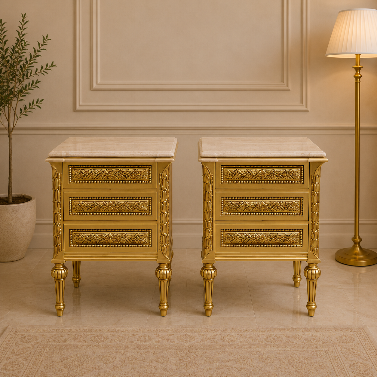 Set Barok Kastje Alexia - Goud Créme