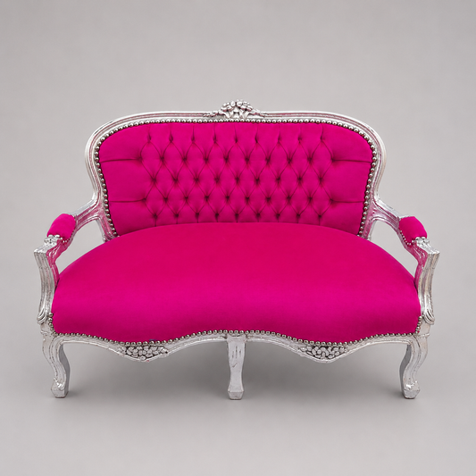 Pirha/Kinder Bankje -  zilver-fuchsia
