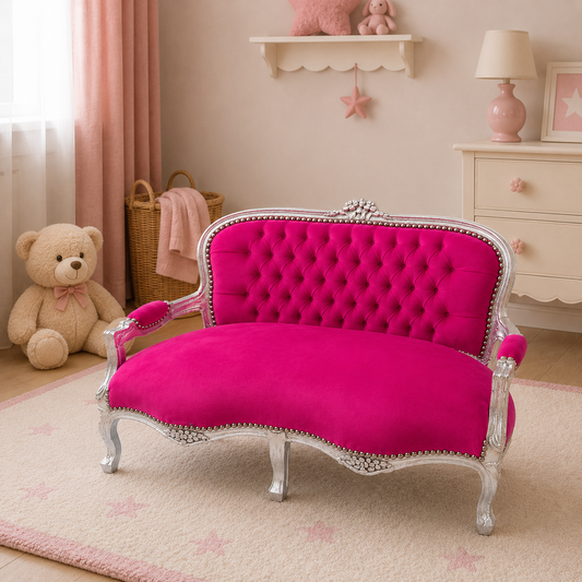 Pirha/Kinder Bankje -  zilver-fuchsia