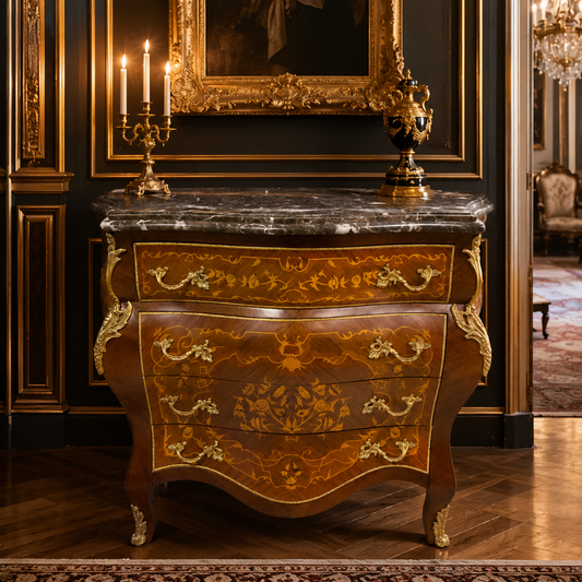 Franse Commode met Marmeren Blad Vénissieux