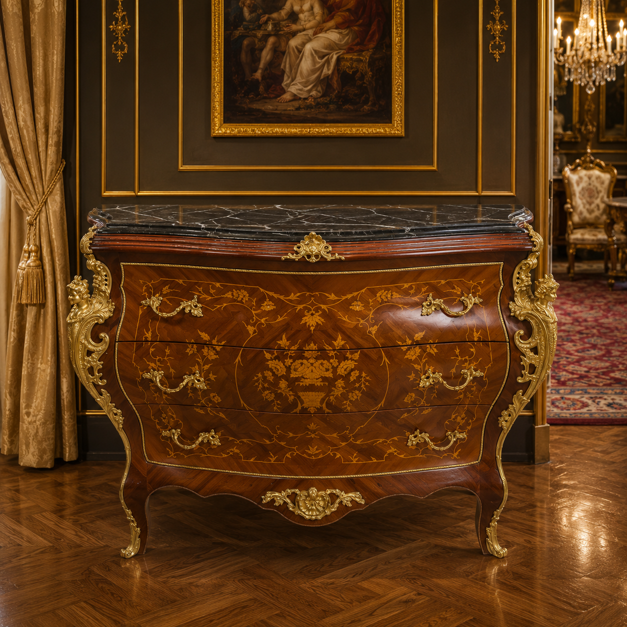 Barok Commode Louis Marqueterie