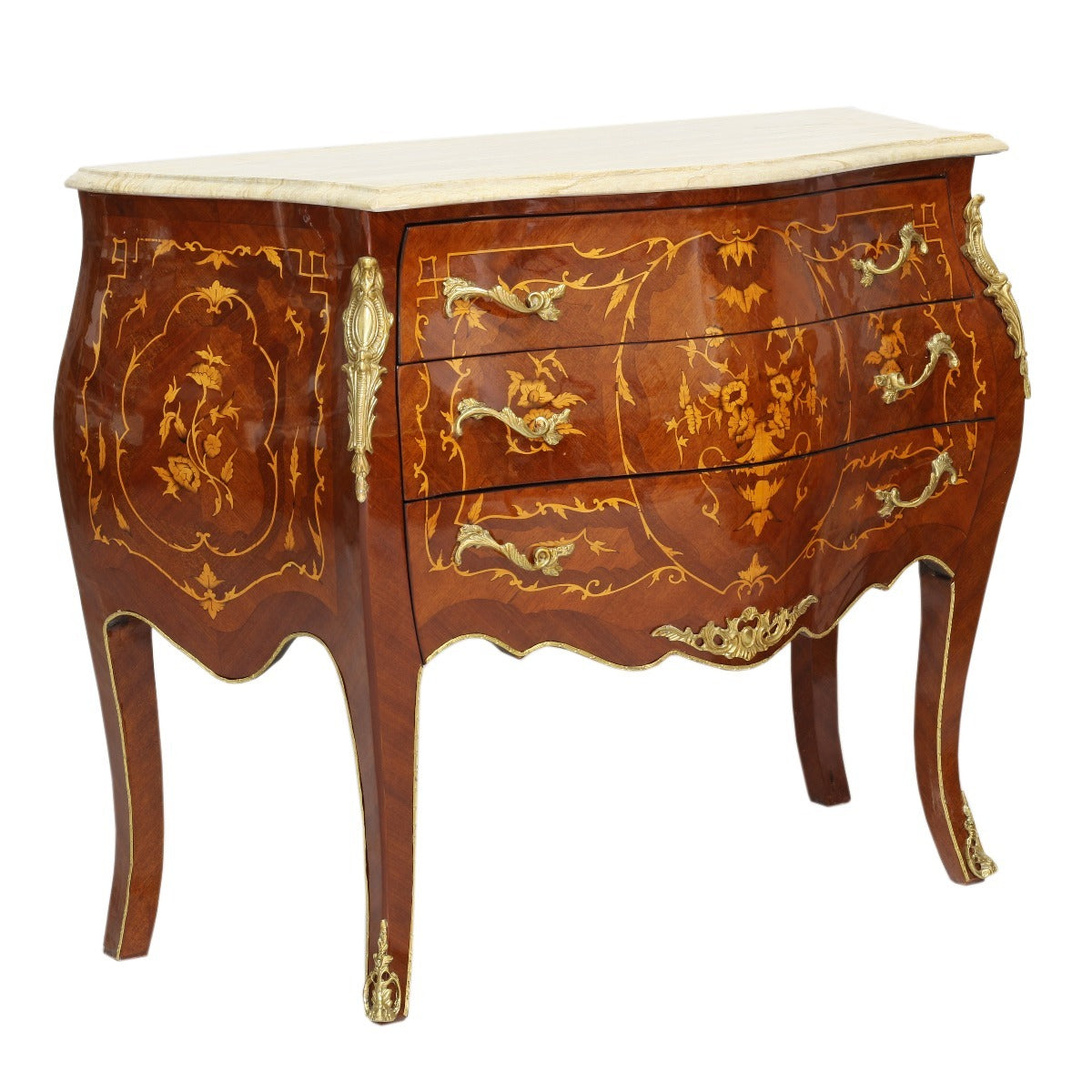 "Barokke commode met vergulde details - Bewonder de prachtige vergulde ornamenten die deze commode verheffen tot een waar kunstwerk, perfect voor een glamoureuze inrichting."