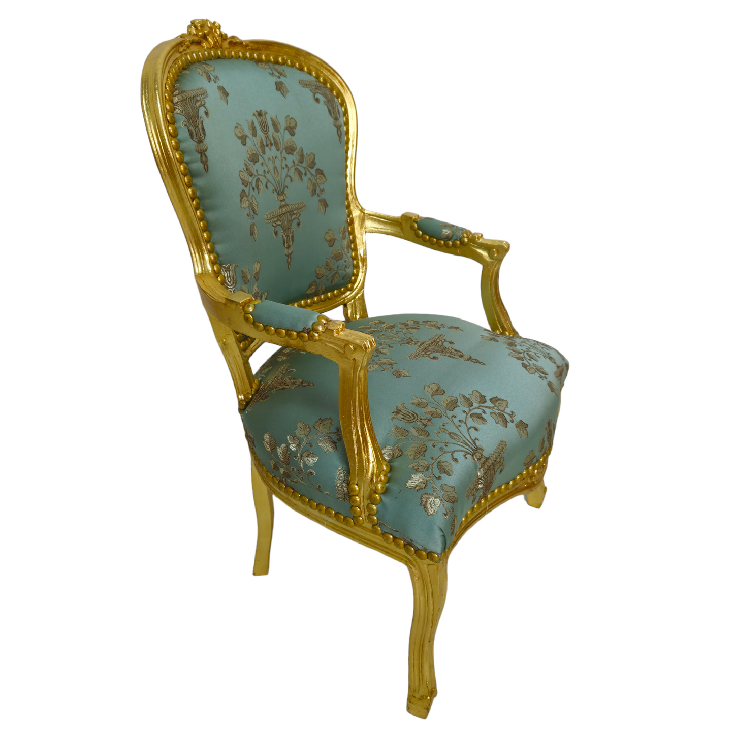 Barok stoel goud-turquoise