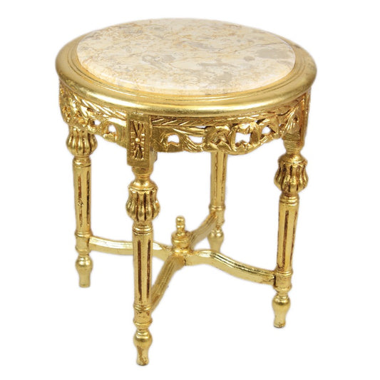 "Luxe gouden barok bijzettafel - Met zijn weelderige gouden afwerking en verfijnde details, straalt deze tafel een gevoel van luxe en elegantie uit, ideaal voor het toevoegen van een vleugje glamour aan elke ruimte."