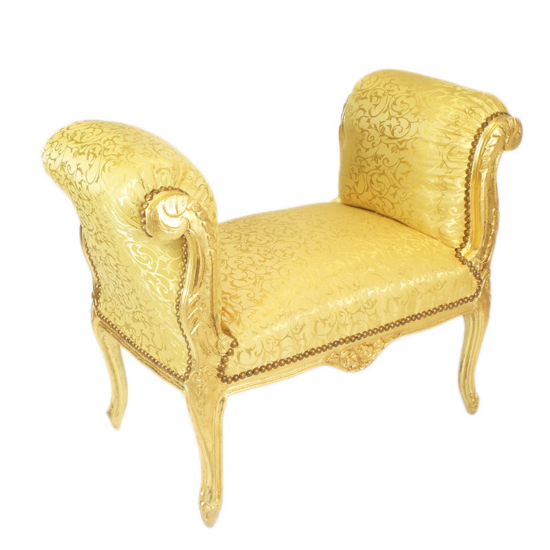 Handgemaakte Velours Hocker - Stijlvolle Gouden Zitting met Gouden Pootjes, Perfect als Voetenbankje of Extra Zitplaats - Luxe en Comfortabele Toevoeging aan Jouw Interieur.