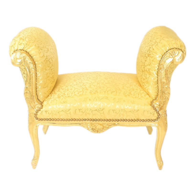 Handgemaakte Velours Hocker - Stijlvolle Gouden Zitting met Gouden Pootjes, Perfect als Voetenbankje of Extra Zitplaats - Luxe en Comfortabele Toevoeging aan Jouw Interieur.