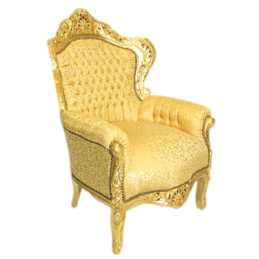 "Barokke Zetel met Gebogen Rugleuning - Geïnspireerd door de grandeur van de barokke periode, straalt deze fauteuil een tijdloze elegantie en klasse uit."
