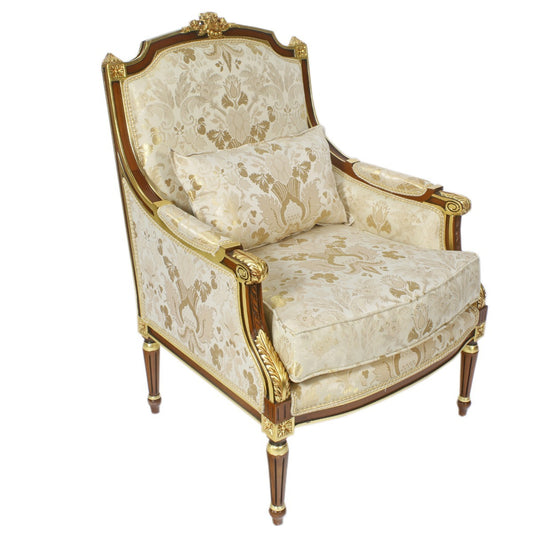 "Barokke Zetel met Gouden Accenten - Bewonder de prachtige vergulde details die deze fauteuil verheffen tot een waar kunstwerk en een statement maken in jouw interieur."