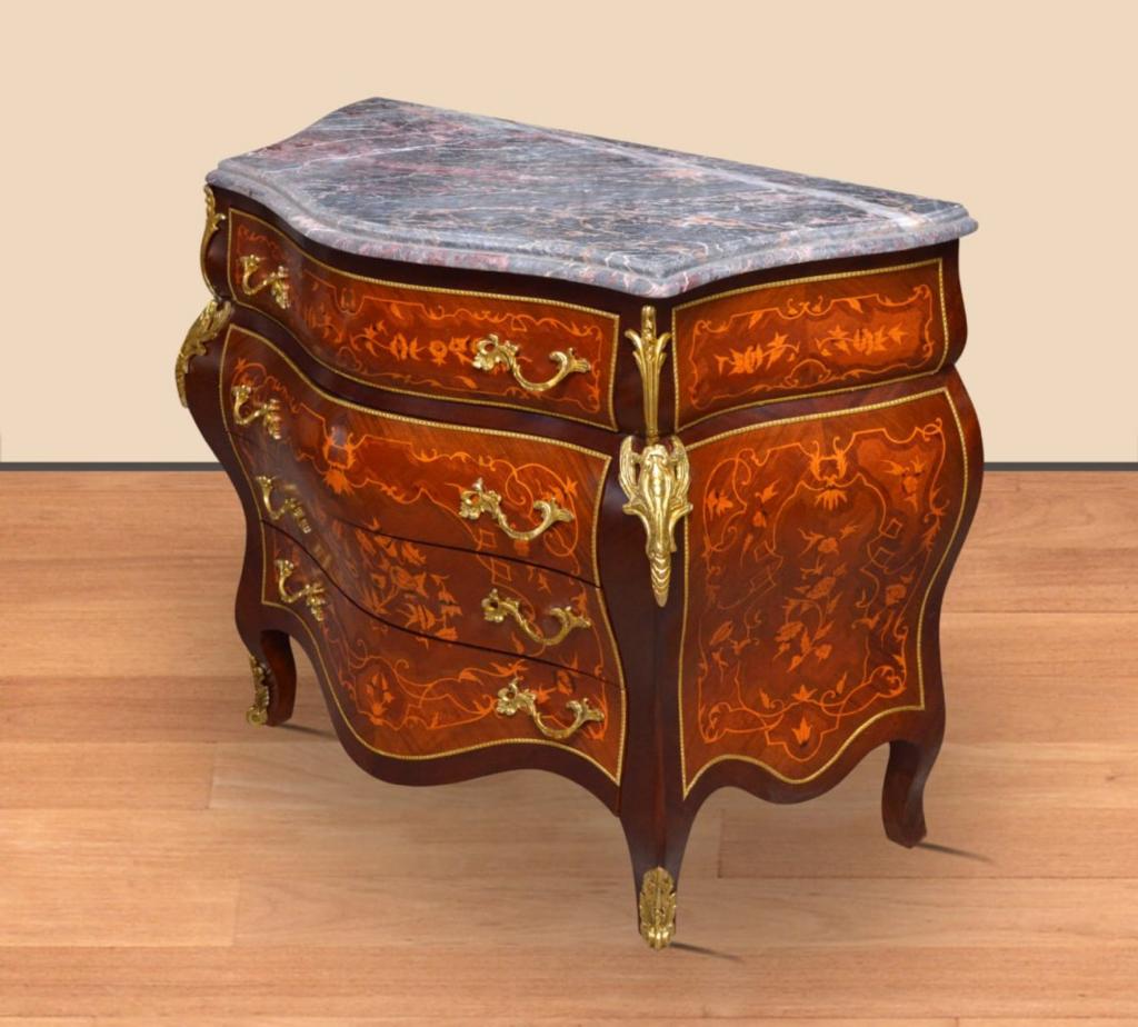 "Barokke commode met gebogen front - Geïnspireerd door de grandeur van de barokke periode, straalt deze commode een tijdloze elegantie en klasse uit."