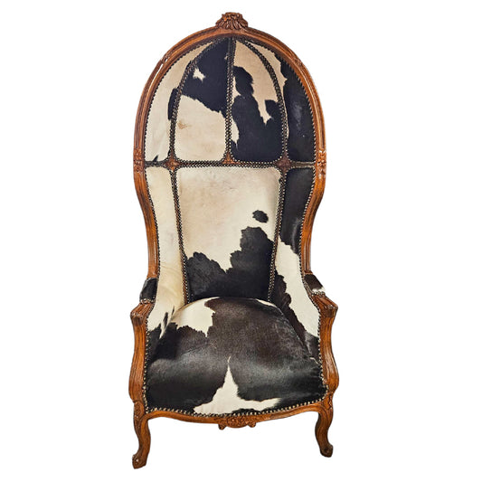 Koepeltroon Fauteuil Bruin Koeienhuid