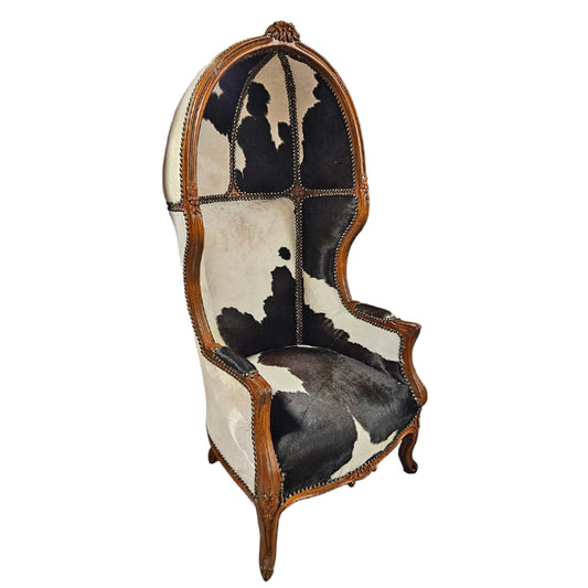 Koepeltroon Fauteuil Bruin Koeienhuid