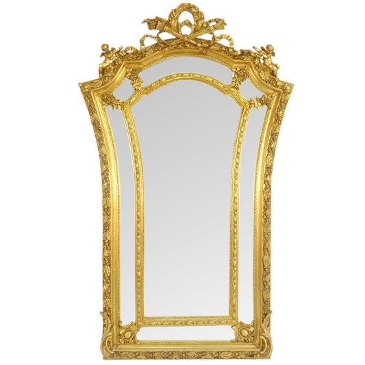 "Barokke Spiegel met Elegante Gouden Versieringen - Een Visueel Buitengewoon Stuk dat Glans en Verfijning Toevoegt aan Jouw Decor."